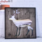 Hot selling 3D stag wood art painting with frame