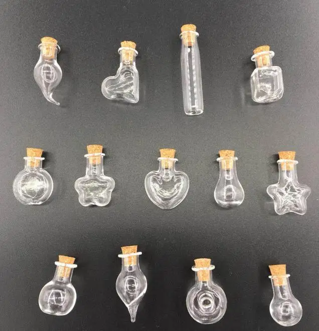 Details about   10 Vials Pendants HEART w/caps small/miniature/glass/bottles/miniature/beads 6mm 