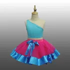 2017 New !! MBQ1001 Kid 's belly cheerful ballet tutu costumes performance ruffle blue lycra pink skirt dance costume