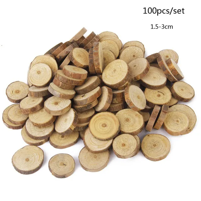 100pcs 2-3cm Dia Natural Round Shape Pine Wood Slices for Crafts