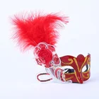 M-HJ Carnival Half Face Decoration Turkey Feather Mask for Dance and Party