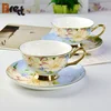 Flower Design Gold Rim Bone China Ceramic Type and Coffee & Tea Sets Drinkware Type Coffee Cup and Saucer Set