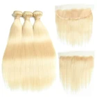 Large stock grade 10a blonde brazilian human hair straight extensions weaves for women