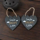 Factory direct natural heart shaped hang black slate stone