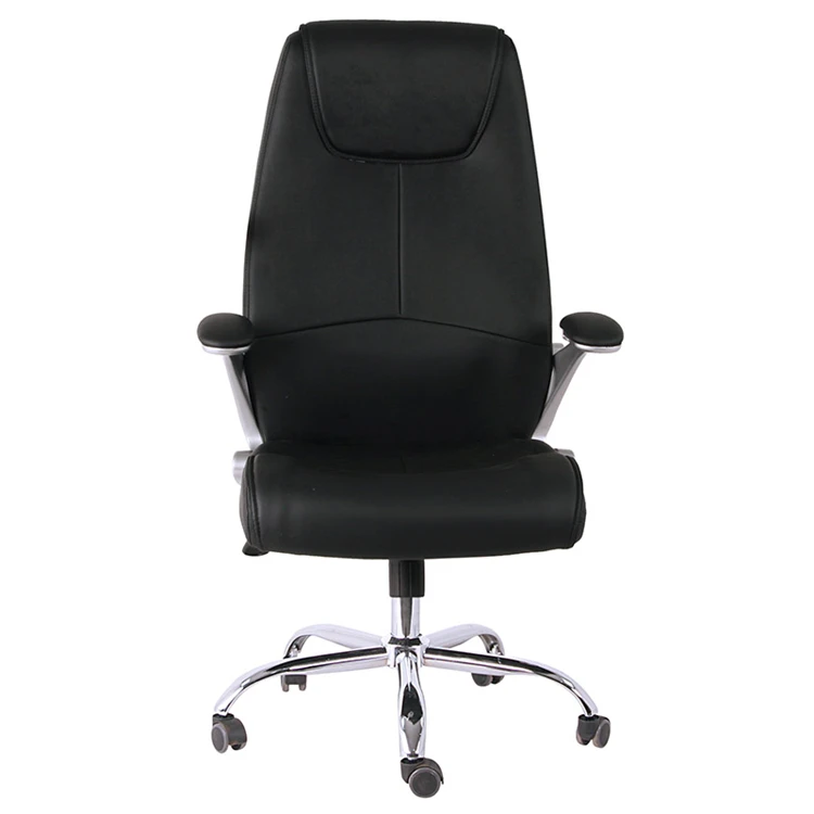 Black soft Pu leather swivel executive office desk chair with armrest