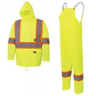 150D HI VIZ OXFORD WATERPROOF SUIT, hooded jacket and bib pant