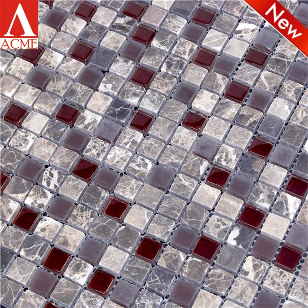 China supply mixed stone glass glitter mosaic tile for wall backsplash