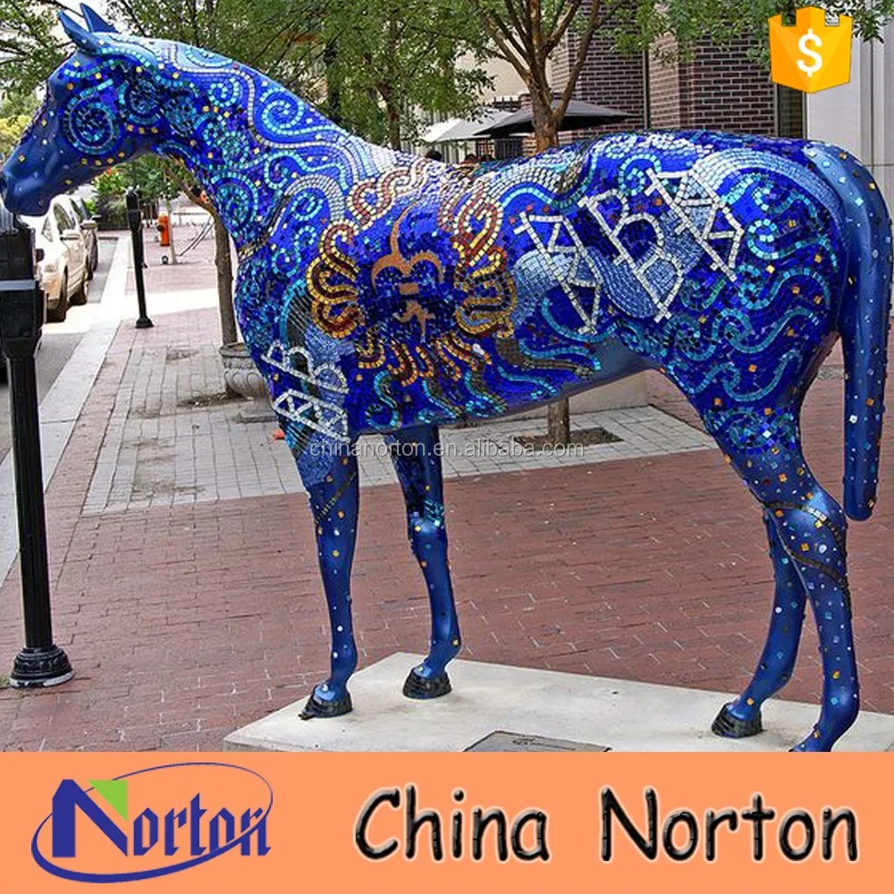 Square Decoration Antique Life Size Fiberglass Horse Statue For Sale Nt