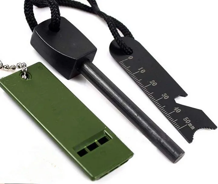 2016 Survival Magnesium Lighter Flint Stone Set With Whistle For