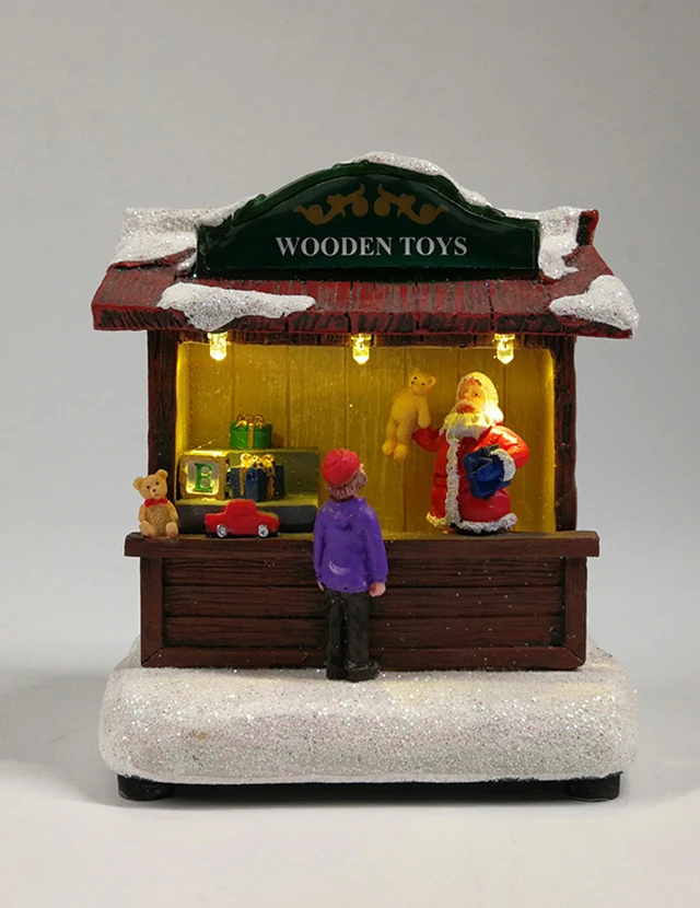 christmas gift resin ornament santa in the sales booth with led