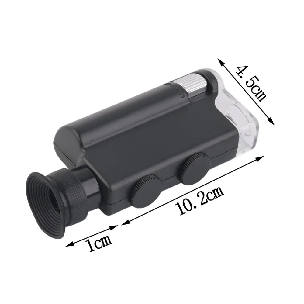 Pocket Microscope 200-240X Lighted Portable Magnifier LED UV Light Handheld