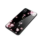 2019 new pattern sakura printed phone tempered glass case fit for mobile phone