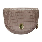 Custom Vintage Chain Shoulder Half Moon Shape Saddle Leather Print Cross Body Bag
