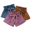 2019 kids clothing summer children shorts new candy color Corduroy flower bow girls' shorts culottes baby girl shorts