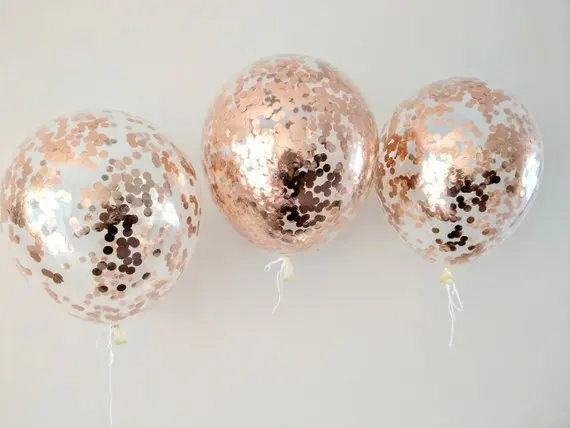 12 Rose Gold Confetti Balloon Latex Wedding Hen Party Baby Shower Bridal 1st Birthday One Engaged Ceiling Balloon Buy Rose Gold Confetti