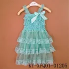 Howell girl beautiful tulle lace ruffle kids party aqua flower girl dress
