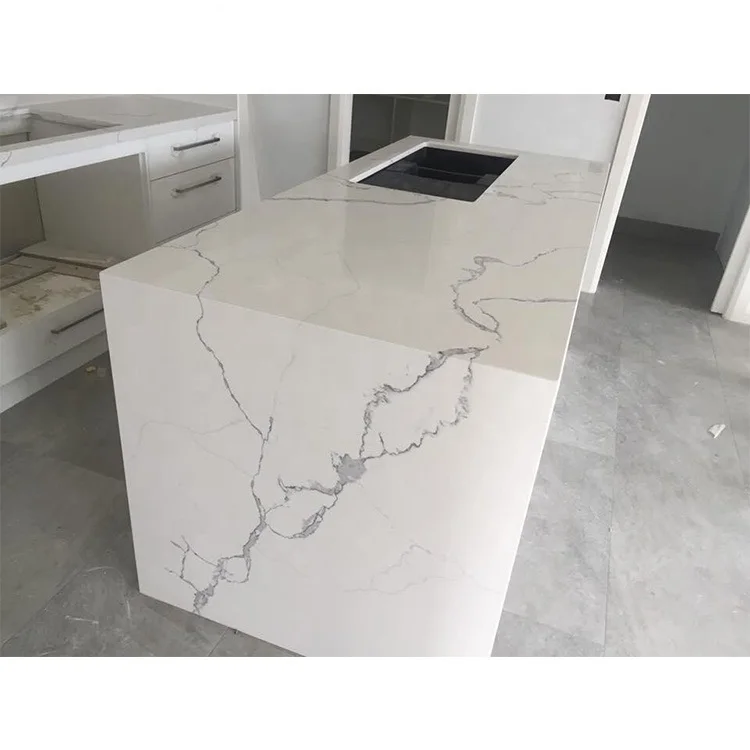 Cut-to-Size Mutfak Granit Carrara Beyaz Vanity Tezgah