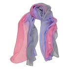 Howmay silk scarf chiffon 100% pure silk shawl gradient hand paint for women transparent lightweight scarf