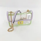 Custom Womens Clear Purse Turn Lock Handbags Square Chain Shoulder PVC Handbags