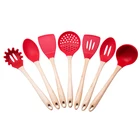 Kitchen Utensil Silicone Cooking Utensils set With Natural Acacia Wooden Handle