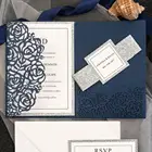 Factory sell Silver wedding invitation pink wedding invitations navy blue wedding invitations red with Cheap price