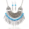 Wholesale turquoise leaf tassel tribal necklace jewelry ethnic Statement Pendants Necklace Accessories