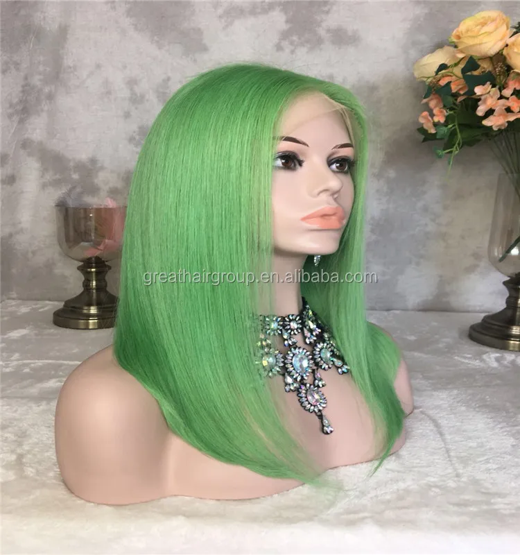 greathairgroup human hair full lace wig green wig body wave