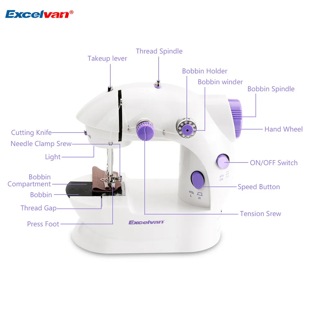 Excelvan Mini Handheld sewing machines Dual Speed Double Thread Multifunction Electric Automatic Tread Rewind Sewing Machine 13