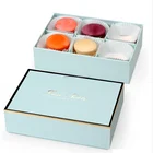Teal Pantone Color Printed Macaroon Packaging Boxes Dividers Food Box Packaging