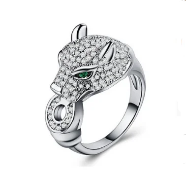 Fashionable 925 Silver Jewelry 18 K Gold Plated Cubic Zircon Leopard Rings Women