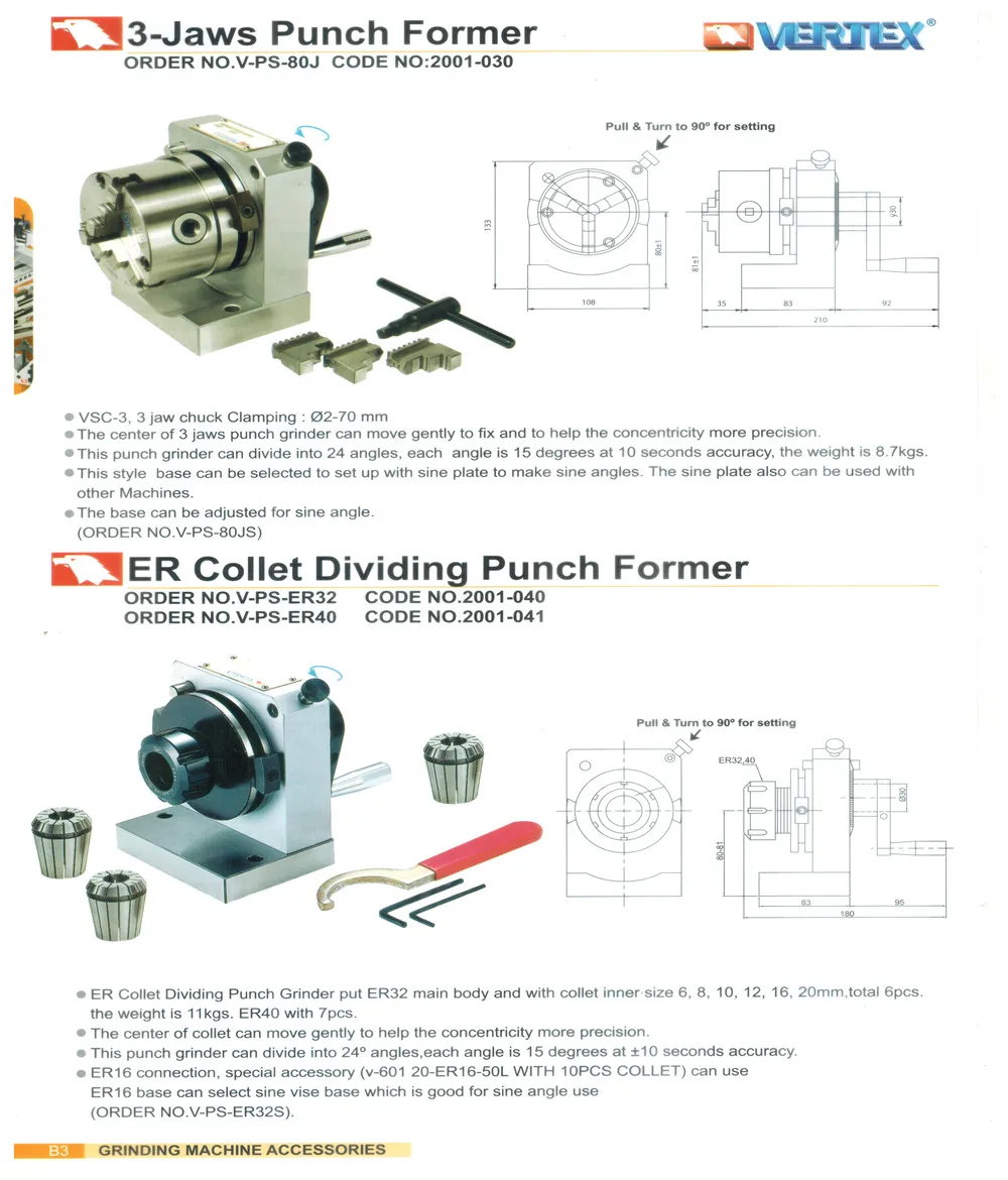 Vertex Er Collet Dividing Punch Former V Ps Er32 Punch Forming Machine
