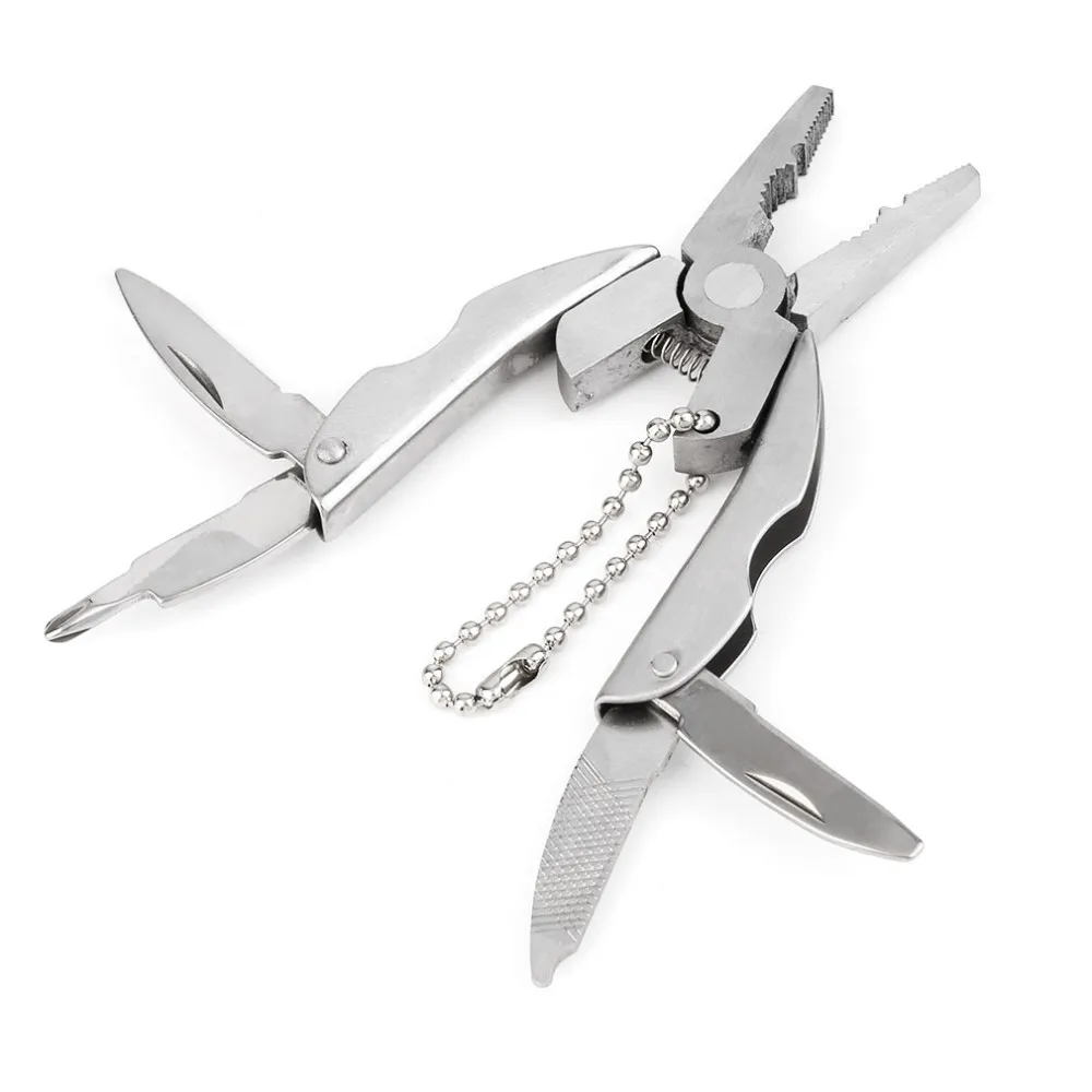 1PC Outdoor Mini Folding Multi-functional Plier Clamp Keychain Outdoor Hiking Camping Tool pocket multitools Free Shipping