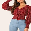 Wholesale Factory Polka Dot design V-neck women high-quality blouse