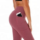 Compression Fitness Wear Mesh Women Yoga Pants Leggings with Pockets