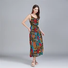 JIAN YU Bohemian Sling Dress V-neck Print Loose Beach Holiday Skirt