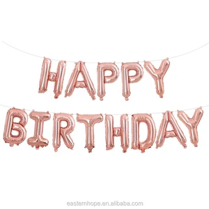 rose gold hanging happy birthday balloons for party decorations