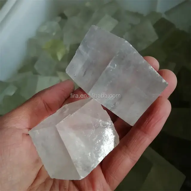 natural iceland spar calcite quartz crystal rough stone white