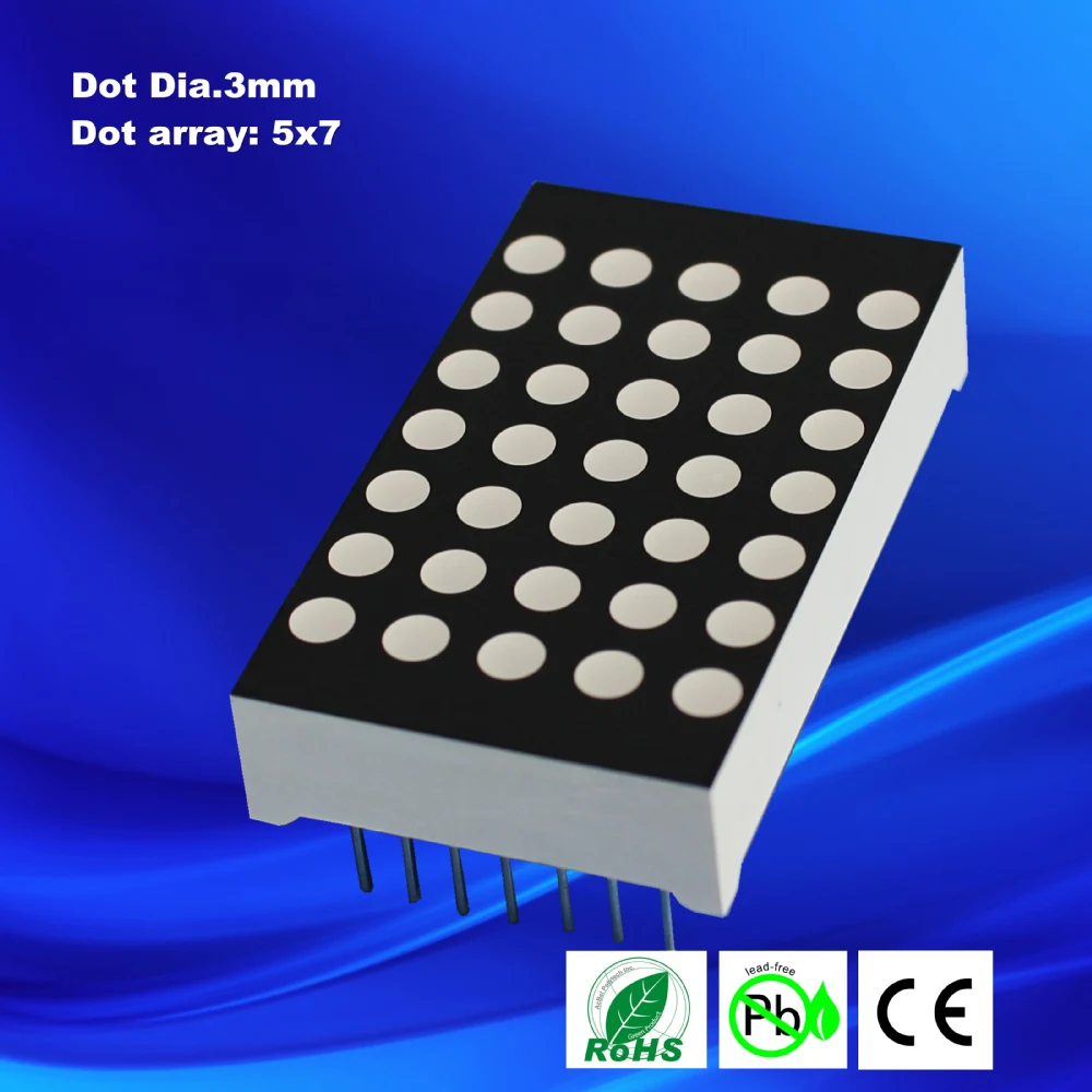 cc/ca 1.9mm 7x5 dot matrix led display, 3mm 5x7 white dot matrix