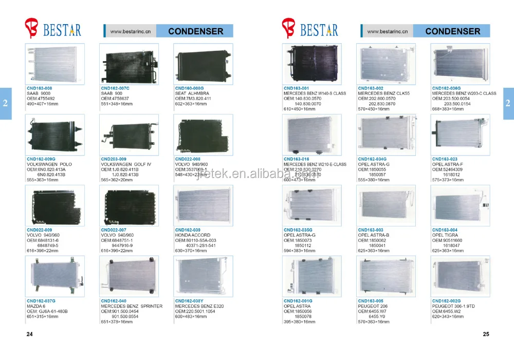 Automobile Ac Condenser,Car Condenser,Car Air Conditioning Condenser
