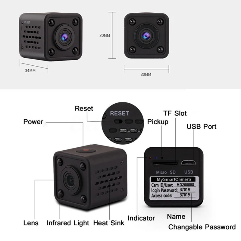 HDQ9 HD 1080P Mini Wireless Hidden Camera Wireless Surveillance IP/AP Camera Remote Alarm night vision