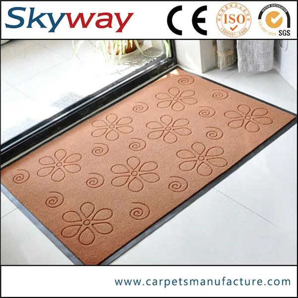 High quality pvc floor polyester velveteen embossing door mat