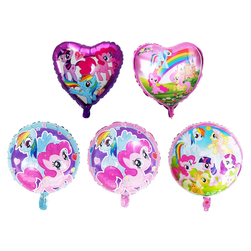 18 pulgadas de la forma redonda de helio Rosa pequeño Pony globos de papel de aluminio para juguetes de los niños