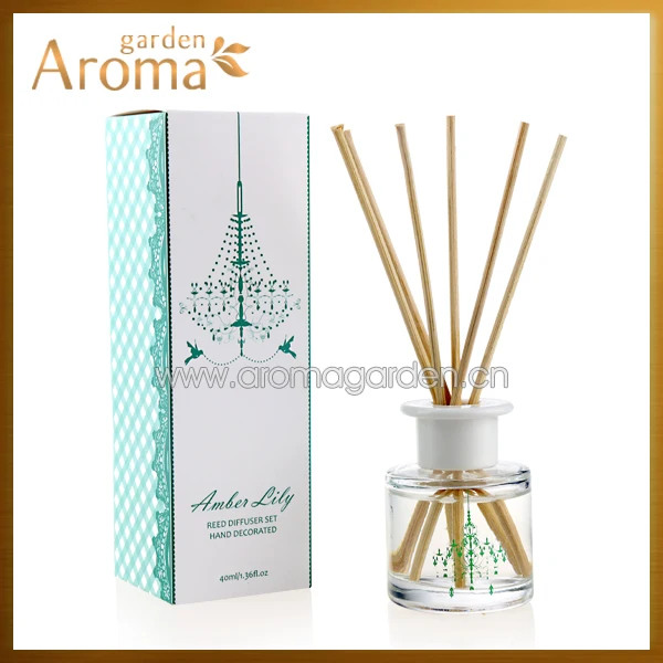 lovely gift window packaging 40ml mini reed diffuser with rattan