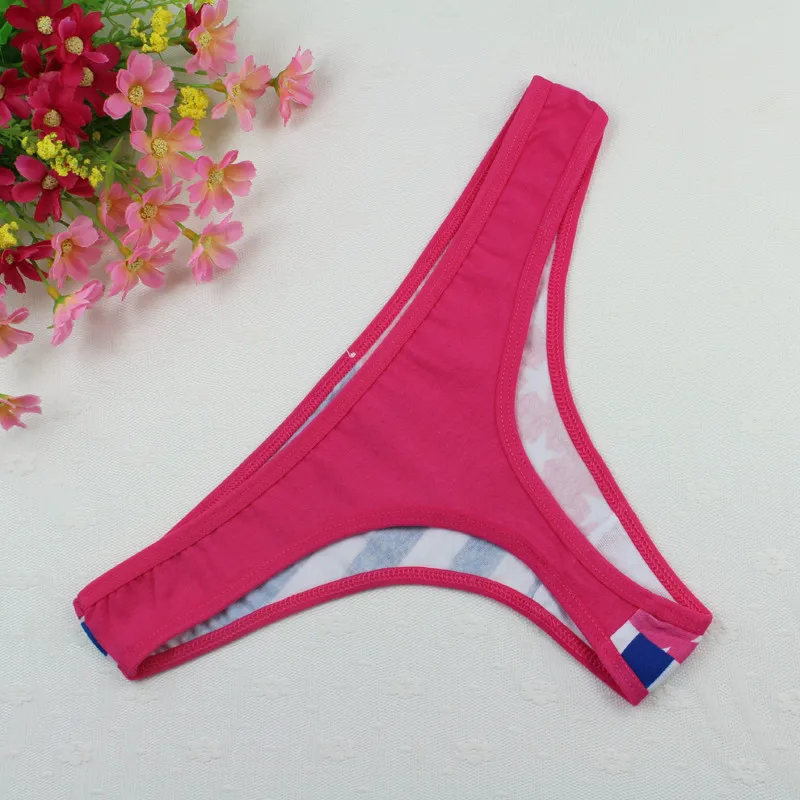 Stock Intimate cotton national flag star stripe Sey panties string lingerie thongs g string Briefs Underwear Women Girls Summer