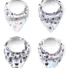 Amazon hot- selling custom color cotton 2 button snap baby bandana drool bibs 100% cotton print bib for girls