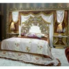 Italian royal baroque style luxury solid wood bedroom furniture