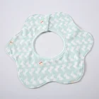 Soft washable waterproof 360 cotton cartoon rabbit printed fashion baby bib bandana organic in stock