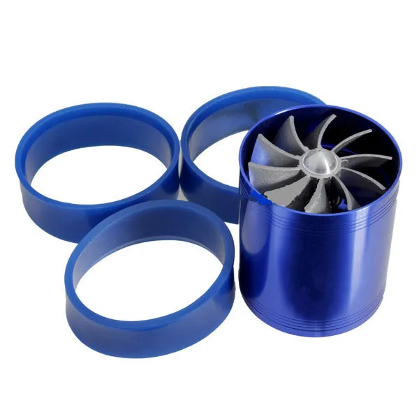 Universal New Hot Sale Double Propellers Car Supercharger Turbonator Turbo Charger Air Intake Fuel Saver Turbo Fan