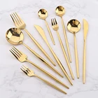 Stainless steel gold plated cutlery dinnerware classic design wedding golden 18/10 royal cutlery set