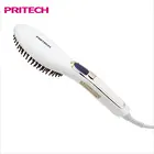 PRITECH Ceramic Coating Fast Heating White Colour Electric Hair Straightener Brush